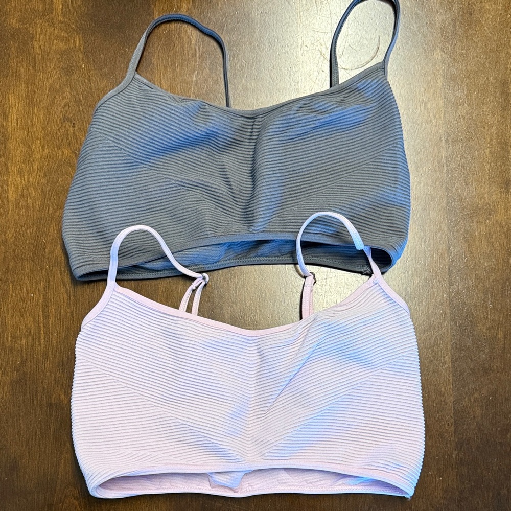 Urban Outfitters Out From Under Gray Pink Ribbed Bralettes M/L